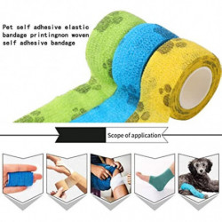 3pcs Vet Wrap, 3 Color Self Adhesive Heart Pattern Injury Wrap Tape Bandage Cohesive Tapes For Cats Dog Horses(1 X [...]