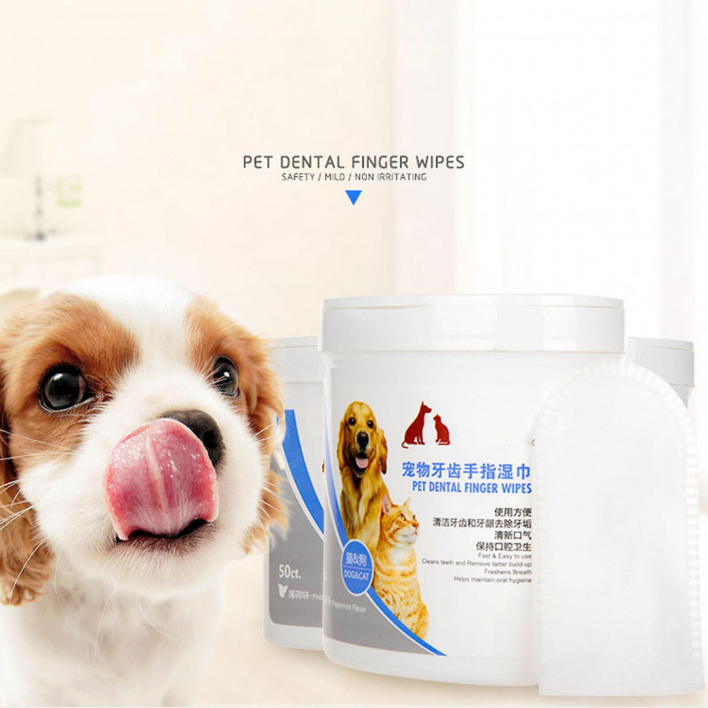 Dog Teeth Cleaning Finger Wipes Remove Tartar And Calculus Pet Dental Care Finger Wipes For Cats And Dogs