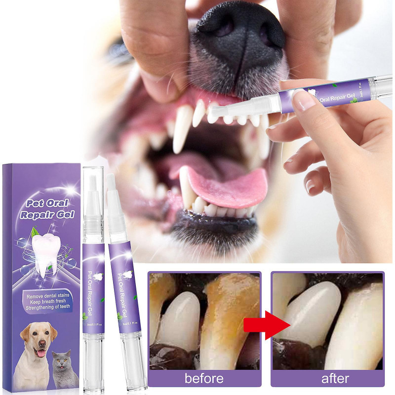 2pcs Pet Oral Repair Gel, Pet Oral Restoration White Gel, Pet Teeth Oral Care Gel, Pet Breath Freshener Gel Care Cleaner