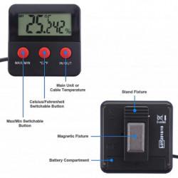 Hy Reptiles Digital Thermometer Lcd Hygrometer Temperature And Humidity Gauge For Terrarium Pets Incubator, Tank