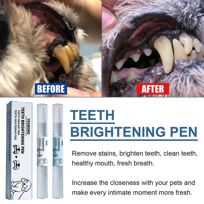 2 Pack Pets Dog Teeth Cleaning Pen, Teeth Cleaning Pen, Dogs Cats Stains Remover Tool, Pet Tooth Cleaning Tool