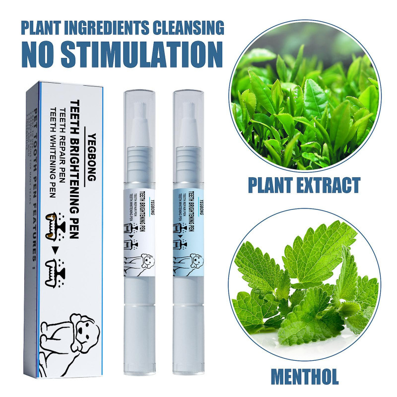 2 Pack Pets Dog Teeth Cleaning Pen, Teeth Cleaning Pen, Dogs Cats Stains Remover Tool, Pet Tooth Cleaning Tool
