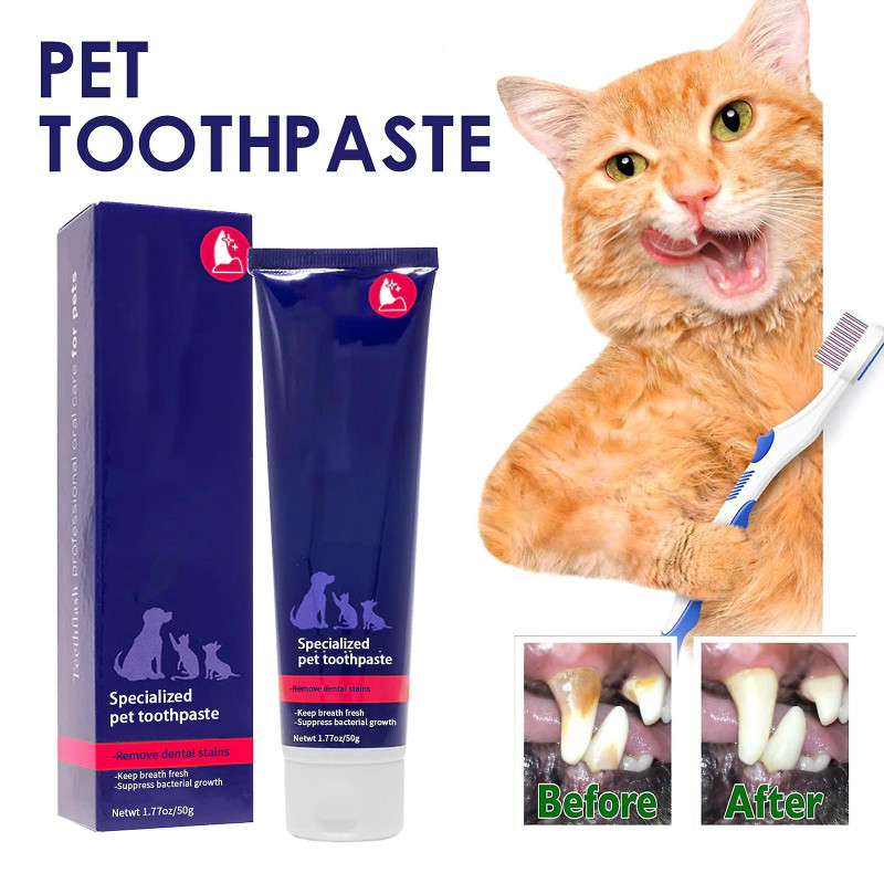 Pet Oral Cleaning Cream, Cats And Dogs Clean Mouth Odor Tooth White Teeth