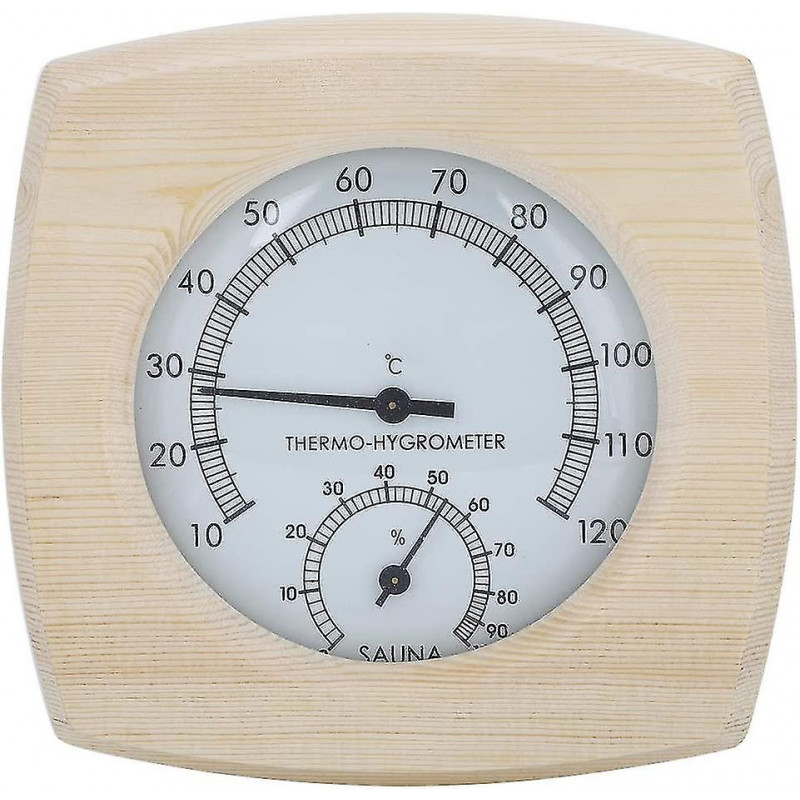 Sauna Thermometer And Hydrometer, Sauna Wooden Thermometer 2 In 1 Sauna Temperature Humidity Meter