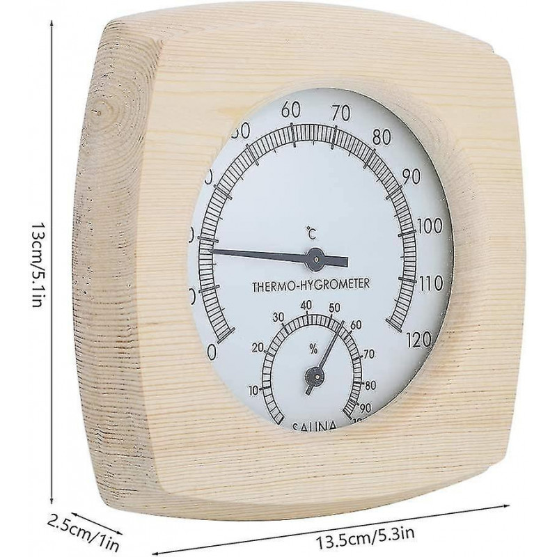 Sauna Thermometer And Hydrometer, Sauna Wooden Thermometer 2 In 1 Sauna Temperature Humidity Meter