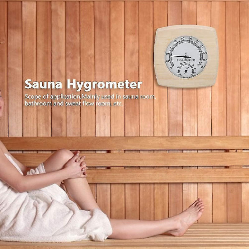 Sauna Thermometer And Hydrometer, Sauna Wooden Thermometer 2 In 1 Sauna Temperature Humidity Meter
