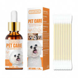 50 ml de gouttes ophtalmiques pour chats et chiens de compagnie lisse nettoie les yeux avec un coton-tige