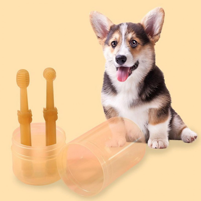 Cylinder Head Pet Toothbrush Dogs And Cats Dental Care 360-degree Toothbrush