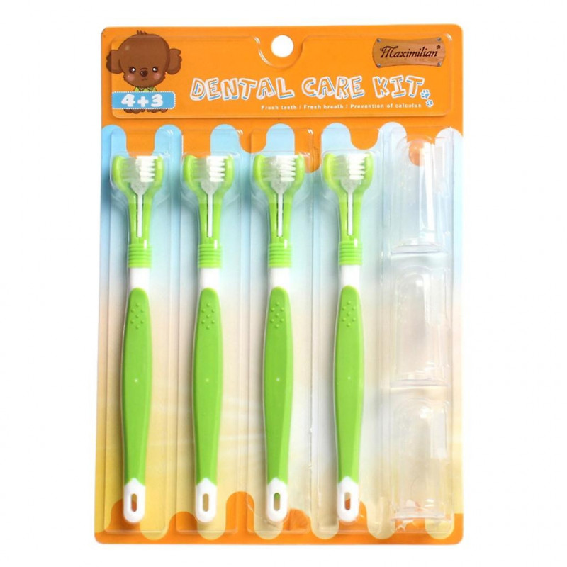Convenient Pet Toothbrush Kit Cat Dogs Oral Dental-health Double-sided