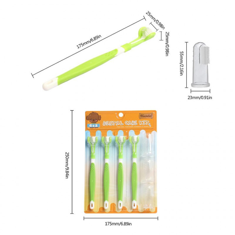 Convenient Pet Toothbrush Kit Cat Dogs Oral Dental-health Double-sided