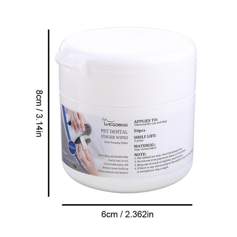 50pcs Dog Dental Wipes pour chat et chien Optimiser la bouche pour la santé Réduire la plaque