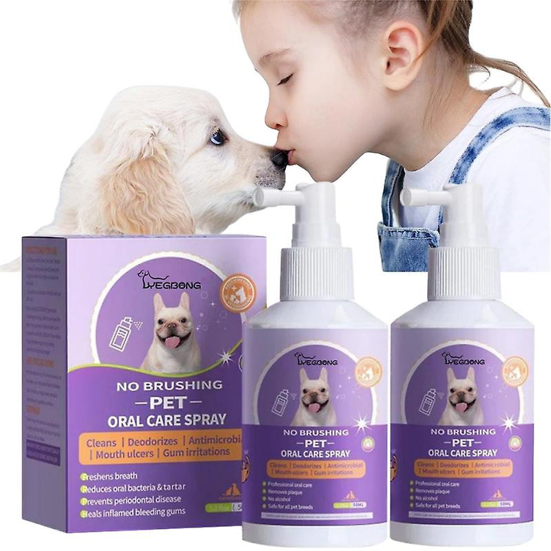 2pcs Pet Oral Spray Dents Nettoyage Pour Chiens Et Chats Mauvaise Haleine Tartre Plaque Enlèvement
