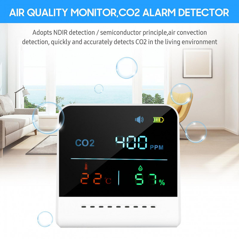 Détecteur d’alarme CO2 de moniteur de qualité de l’air avec écran LCD Testeur de dioxyde de carbone d’affichage de [...]