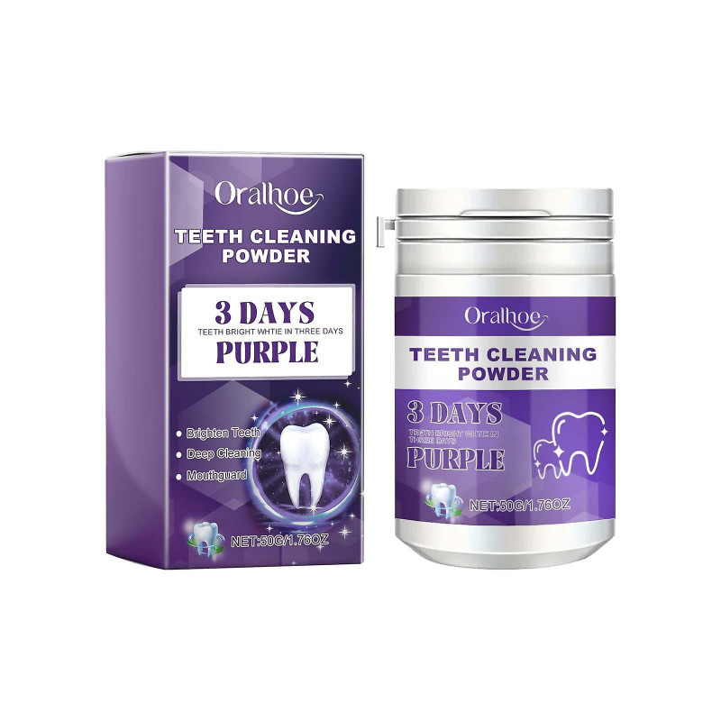 Purple Dental Powder Fresh Breath Tartar Calculus White Teeth Cleaning Powder Oral Care