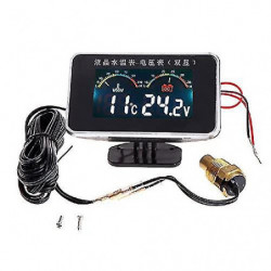 12V / 24V Voiture Lcd Température de l’eau Thermométoltmètre Jauge 2in1 Temp & Voltage Meter 17mm Capteur