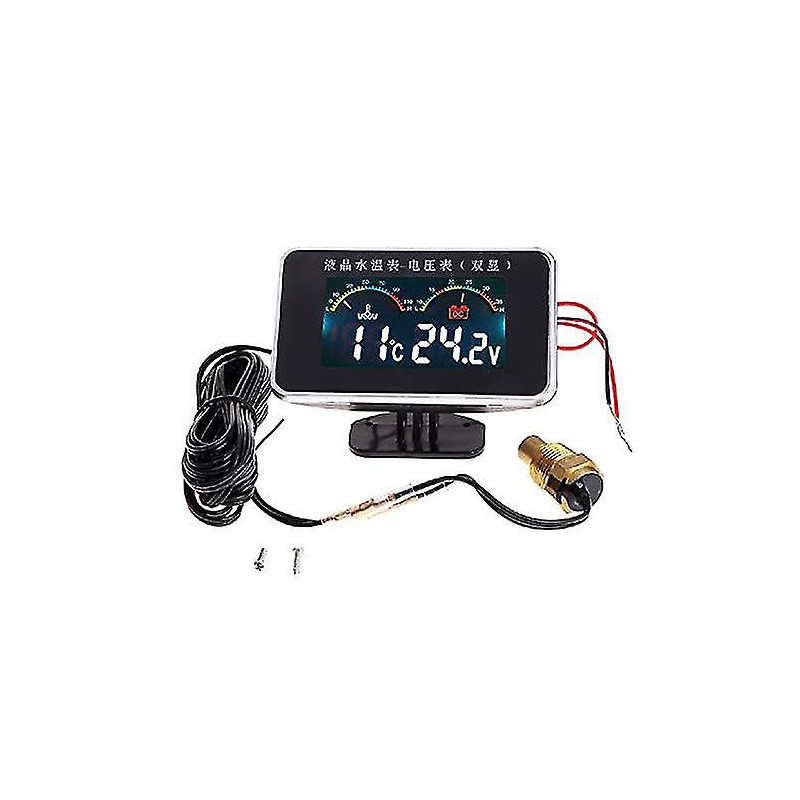 12V / 24V Voiture Lcd Température de l’eau Thermométoltmètre Jauge 2in1 Temp & Voltage Meter 17mm Capteur 12V / 24V Voiture Lcd Température de l’eau Thermométoltmètre Jauge 2in1 Temp & Voltage Meter 17mm Capteur
