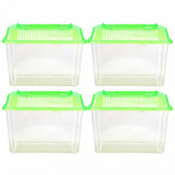 4Pcs Portable Fish Tank Handheld Aquarium Fish Tank Transparent Turtle Box Pet Hamster Box