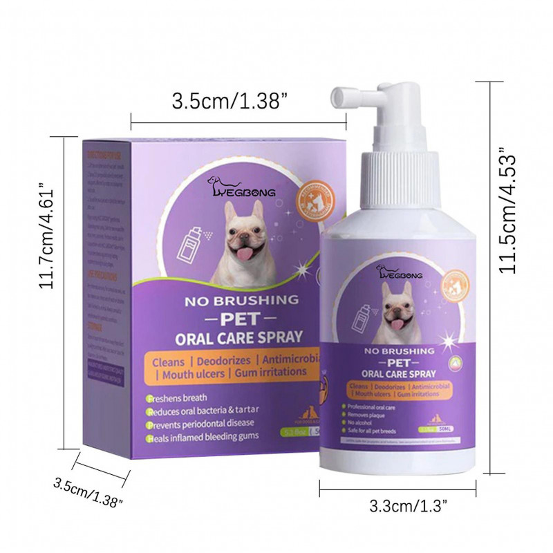 2pcs Spray nettoyant pour les dents pour chiens et chats, spray oral pour animaux de compagnie nettoyer les dents, [...]