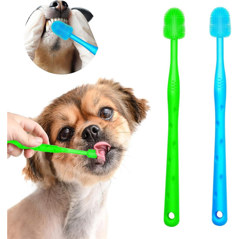Brosse pour chien Chat Chat Pet Puppy Gum Doigt Brosse à dents Kit de fournitures dentaires pour chiens, 2 pcs 360 [...]