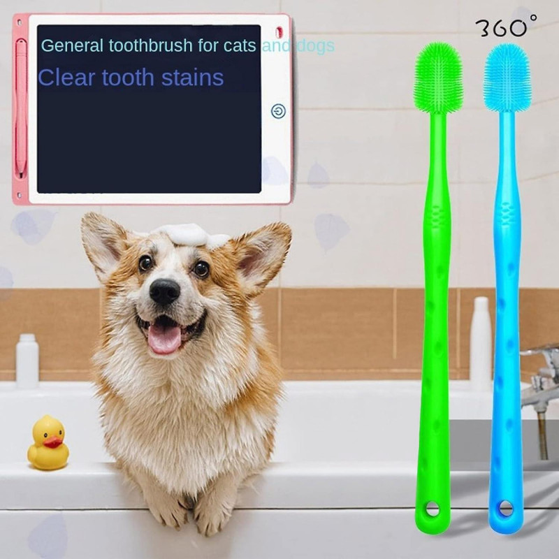 Brosse pour chien Chat Chat Pet Puppy Gum Doigt Brosse à dents Kit de fournitures dentaires pour chiens, 2 pcs 360 [...]