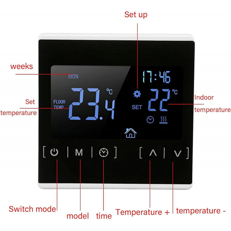 Digital Dual Temperature Control Thermostat With Lcd Display Smart Thermosta For Home