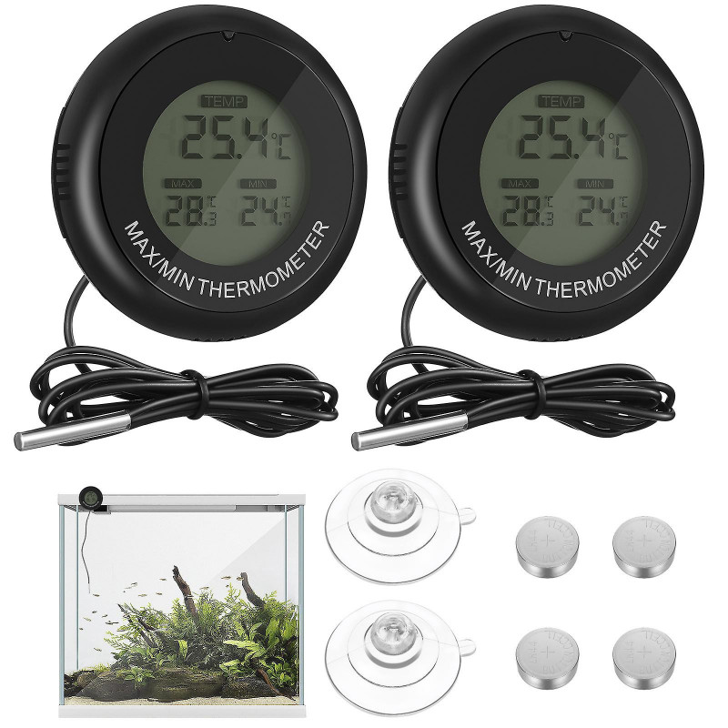 2 Pcs Digital Temperature Gauge Aquarium Temperature Sensor Water Temperature Sensor Aquarium Accessories