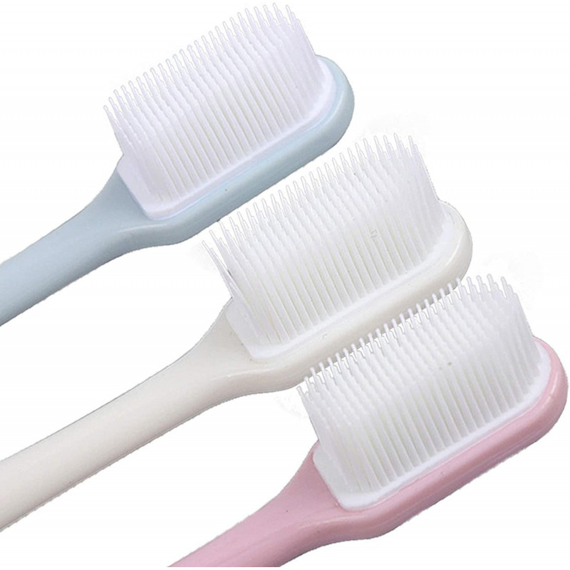 3 Pack Dog Toothbrushes, Nano Soft Silicone Gentle Bend Long Handle Toothbrush Kit(4-D-1)
