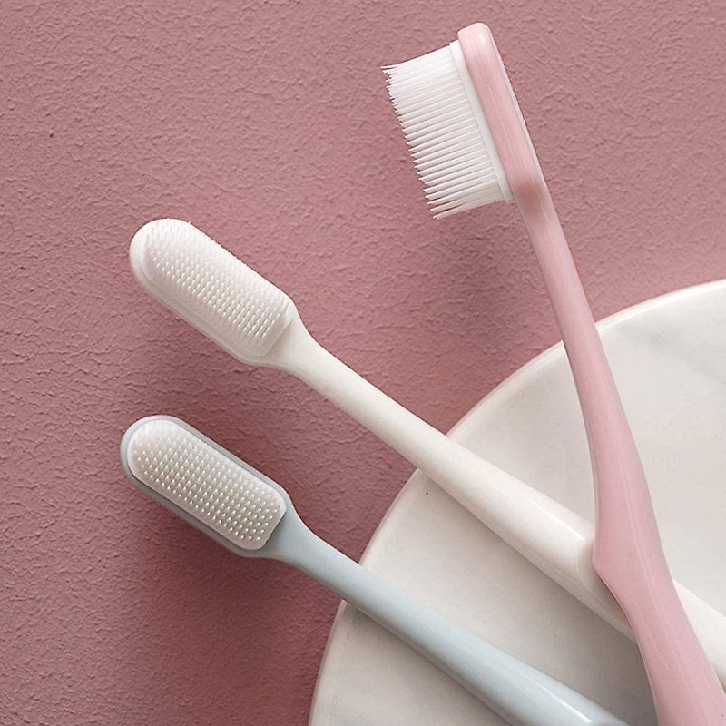 3 Pack Dog Toothbrushes, Nano Soft Silicone Gentle Bend Long Handle Toothbrush Kit(4-D-1)