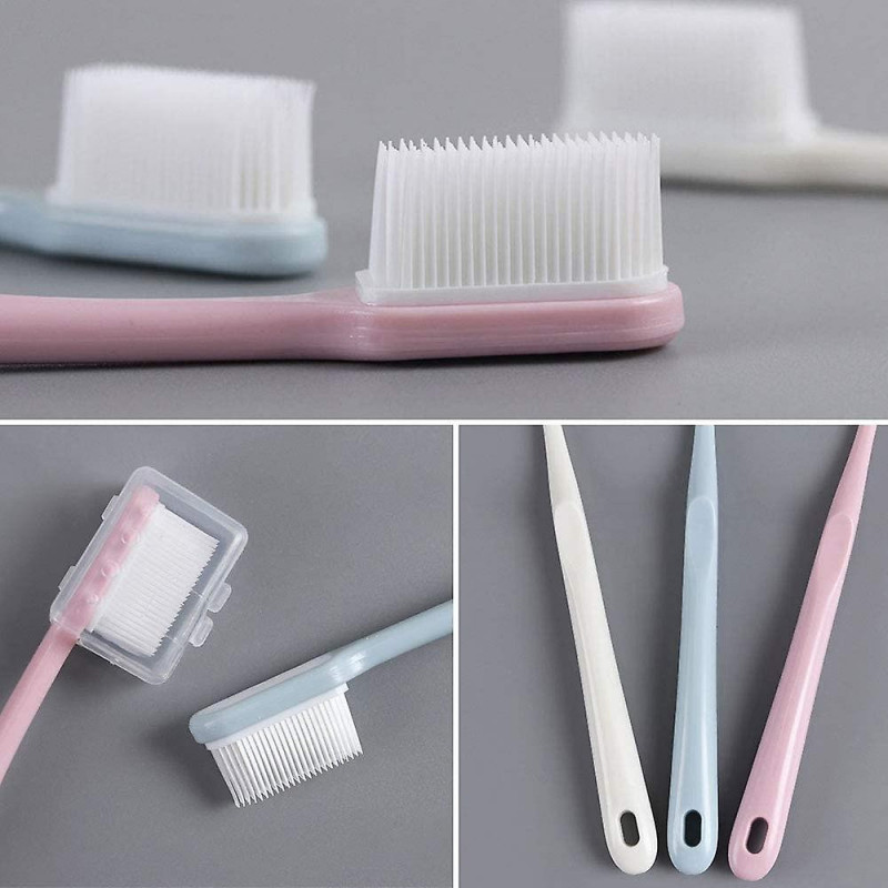 3 Pack Dog Toothbrushes, Nano Soft Silicone Gentle Bend Long Handle Toothbrush Kit(4-D-1)