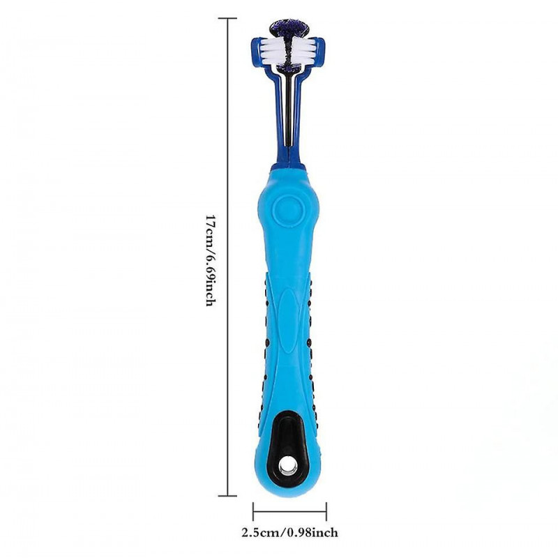 Brosse à dents pour chien à 3 côtés, brosse à dents pour animaux de compagnie Tartar Care Clean Mouth (Orange, [...]