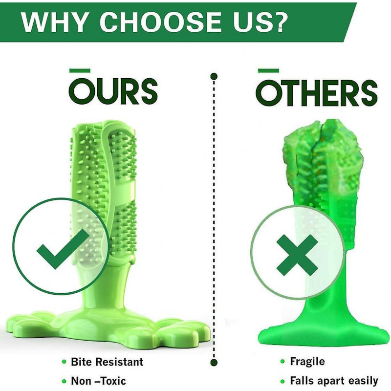 Dog Toothbrush Chew Toy, Rubber Teeth Cleaning Chew Toys for Aggressive Chewers Large Breed, Dog Dental Care Toy,1pc(D-)