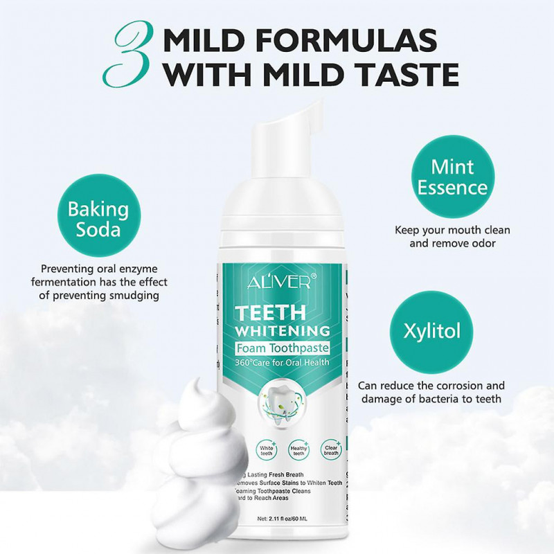 Toothpaste Whitening Foam Natural Mouth Wash Mousse Teeth Whitening Teethpaste Oral Hygiene Breath Dental Tool 60ml