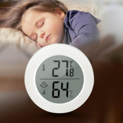 Round Temperature Humidity Meter Gauges Monitors Large LCD Display for Office