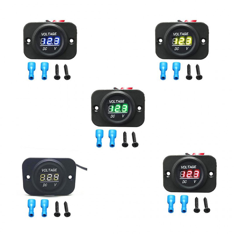Car Led Display Digital Voltmeter Waterproof Easy Installation Compact-size