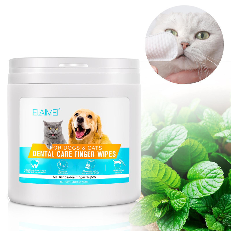 Pet Teeth Cleaning Gloves to Remove Tartar Disposable Toothbrush Gloves Oral Cleaning and Remove Bad Breath 50PC zd r