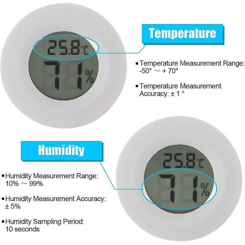 Temperature Humidity Meter for Reptile Temperature and Humidity Monitor with Large LCD Display