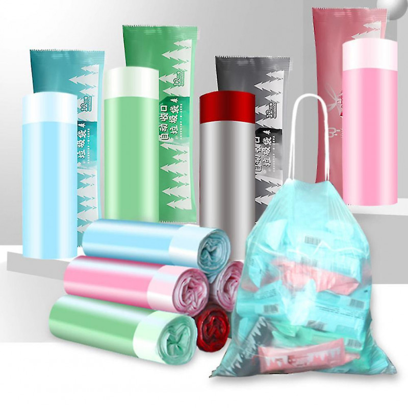 12pcs / 1 Rouleau Portable Épais Cordon de Serrage Cuisine Poubelle Porte Déchets Sac à Ordures