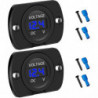 2 Pack DC 12V 24V Voltmeter LED Display Panel, Waterproof Digital Round Panel Voltage Tester Gauge Meter with Terminals