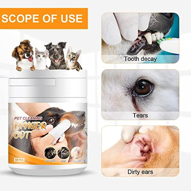 Teeth Cleaning Finger Wipes For Dogs & Cats, Disposable Dog Breath Freshener Wipes, Reduces Plaque Freshens Breath,hw