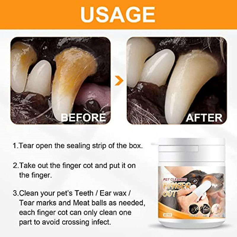 Teeth Cleaning Finger Wipes For Dogs & Cats, Disposable Dog Breath Freshener Wipes, Reduces Plaque Freshens Breath,hw