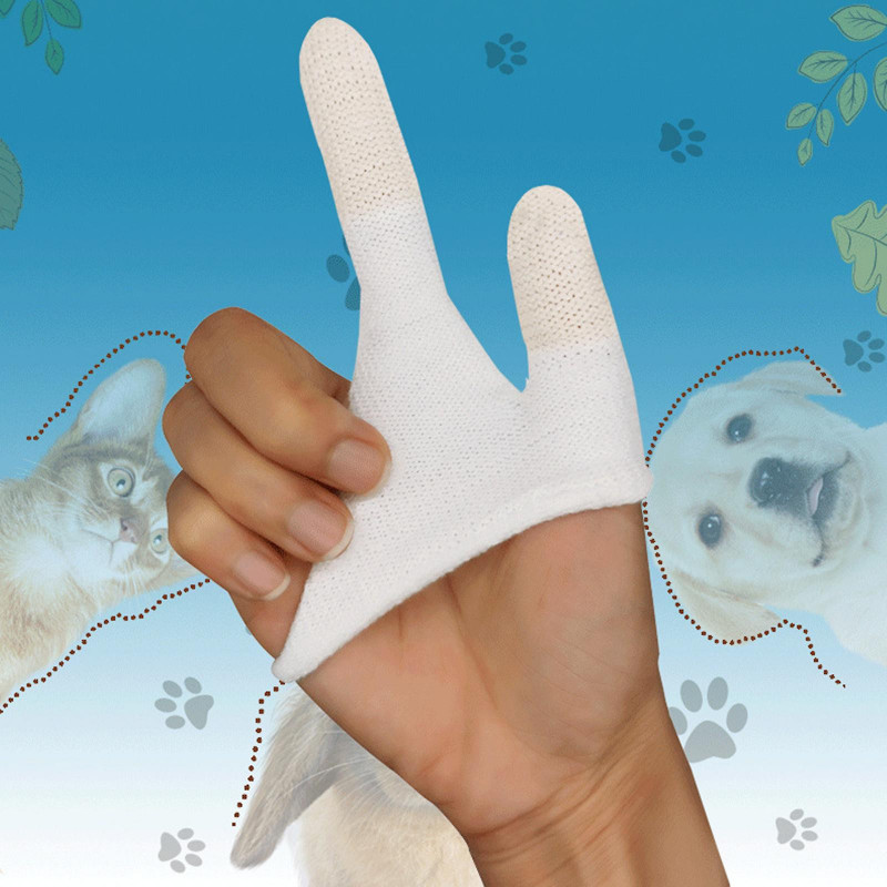 Dog Finger Toothbrush 2-fingers Design Teeth Cleaning For Cats Dogs Washable