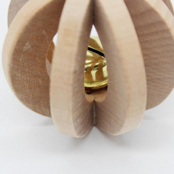 Pet Dog Cat Wooden Ball Bell Toy Training Chew Sound Activity Toy Dia. 7cm