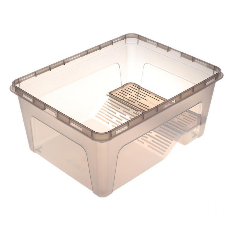 Reptile Turtle Tank Terrarium Aquarium With Ramp Platform Transparent Black