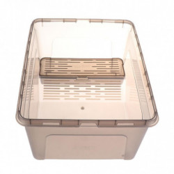 Reptile Turtle Tank Terrarium Aquarium With Ramp Platform Transparent Black