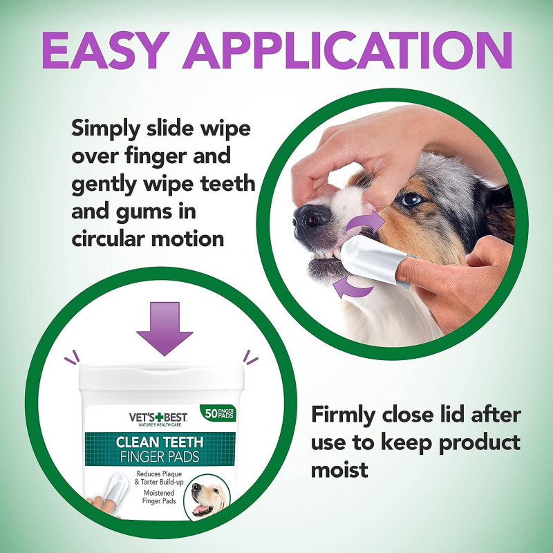 Vet's Best Clean Teeth Finger Pads pour chiens 50 Fingers pads