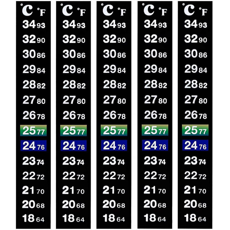5pcs Bandes de thermomètre Double proportion Adhésif Autocollants Lecture instantanée