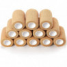 Bandages cohésifs,12 Rouleaux Bandage auto-adhésif Pet Vet Wrap Bandage de soutien élastique (beige)