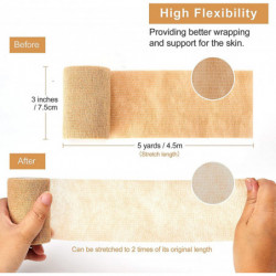 Bandages cohésifs,12 Rouleaux Bandage auto-adhésif Pet Vet Wrap Bandage de soutien élastique (beige) Bandages cohésifs,12 Rouleaux Bandage auto-adhésif Pet Vet Wrap Bandage de soutien élastique (beige)