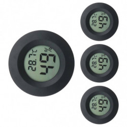 Round Lcd Digital Thermometer Hygrometer For Reptile Breeding Tank(black)(4pcs)