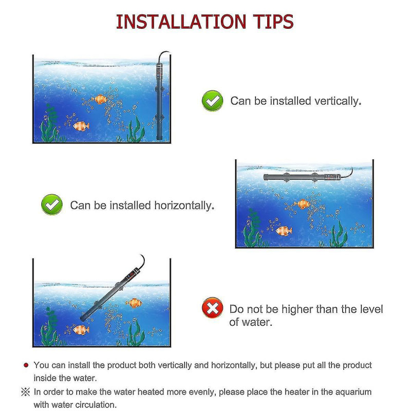 400w Fish Tank Heating Rod avec thermomètre et affichage numérique LED Plongée Aquarium Heater Titanium Heating Rod